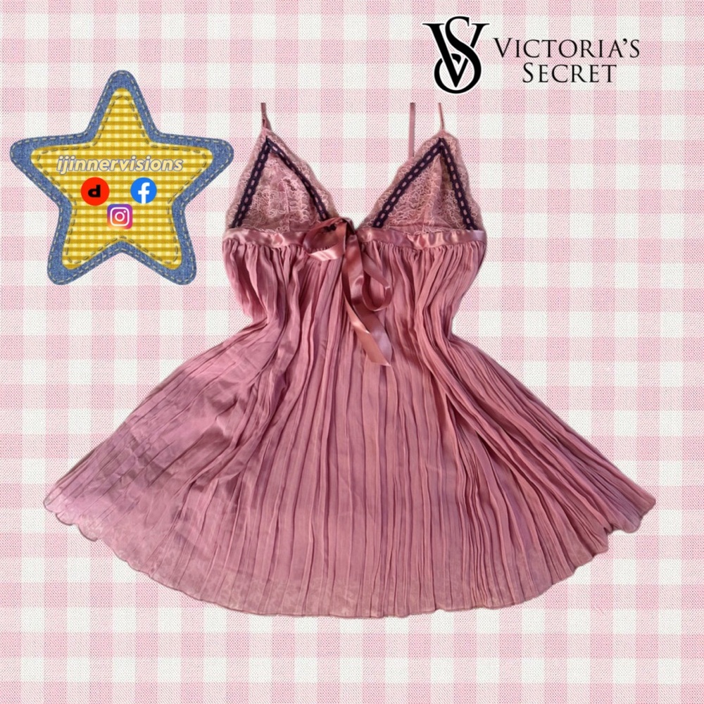 Victoria's Secret Mauve Pleated Chemise Lace Teddy